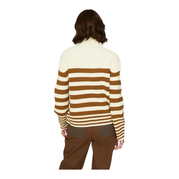 Derek Lam Gracelyn Turtleneck Sweater in Cream & Tan Stripe Size Medium - Picture 3 of 8